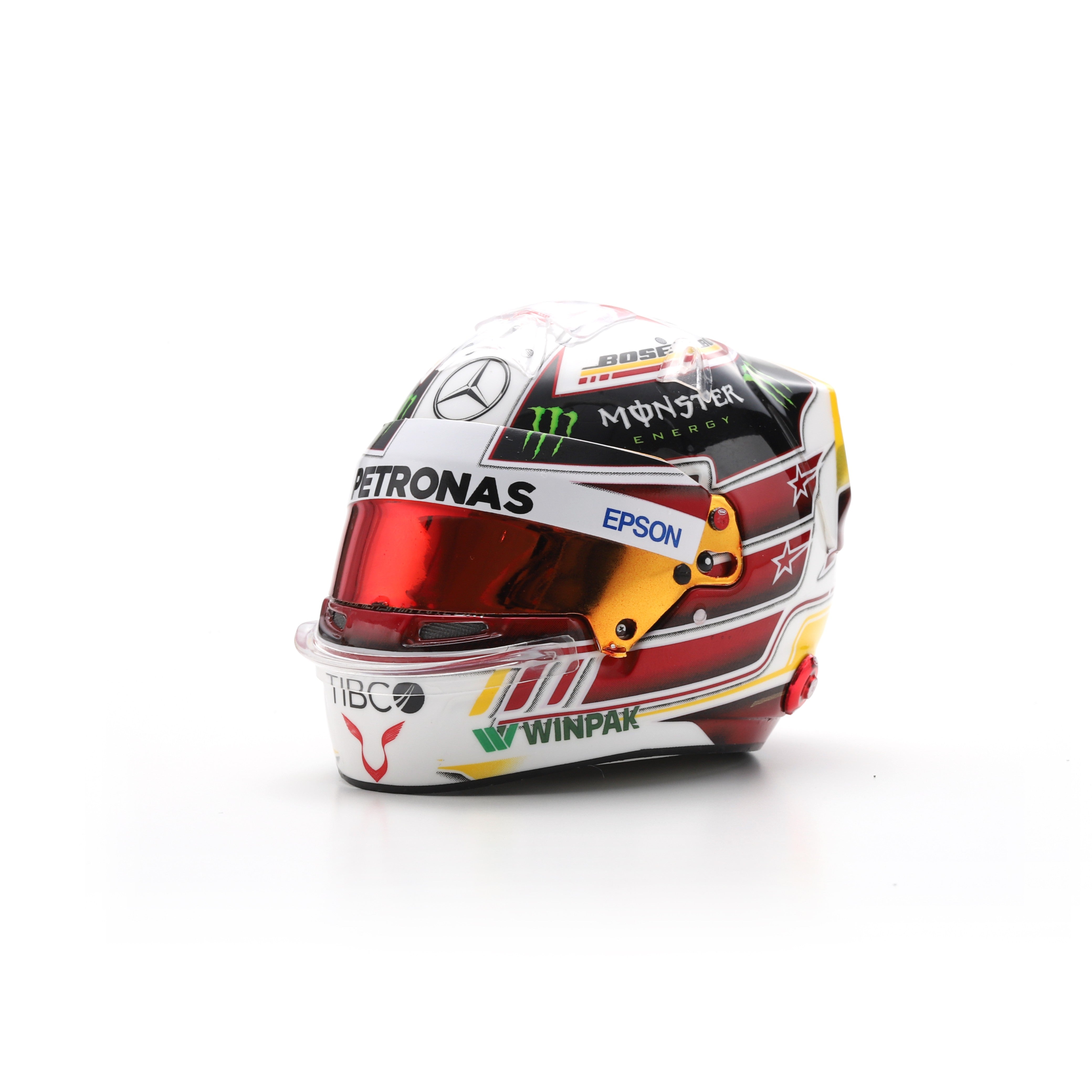 Spark Mercedes AMG Petronas F1 Lewis Hamilton Mexican GP 2018 World Champion Mini Helmet Unisex - White - 1:5 Scale