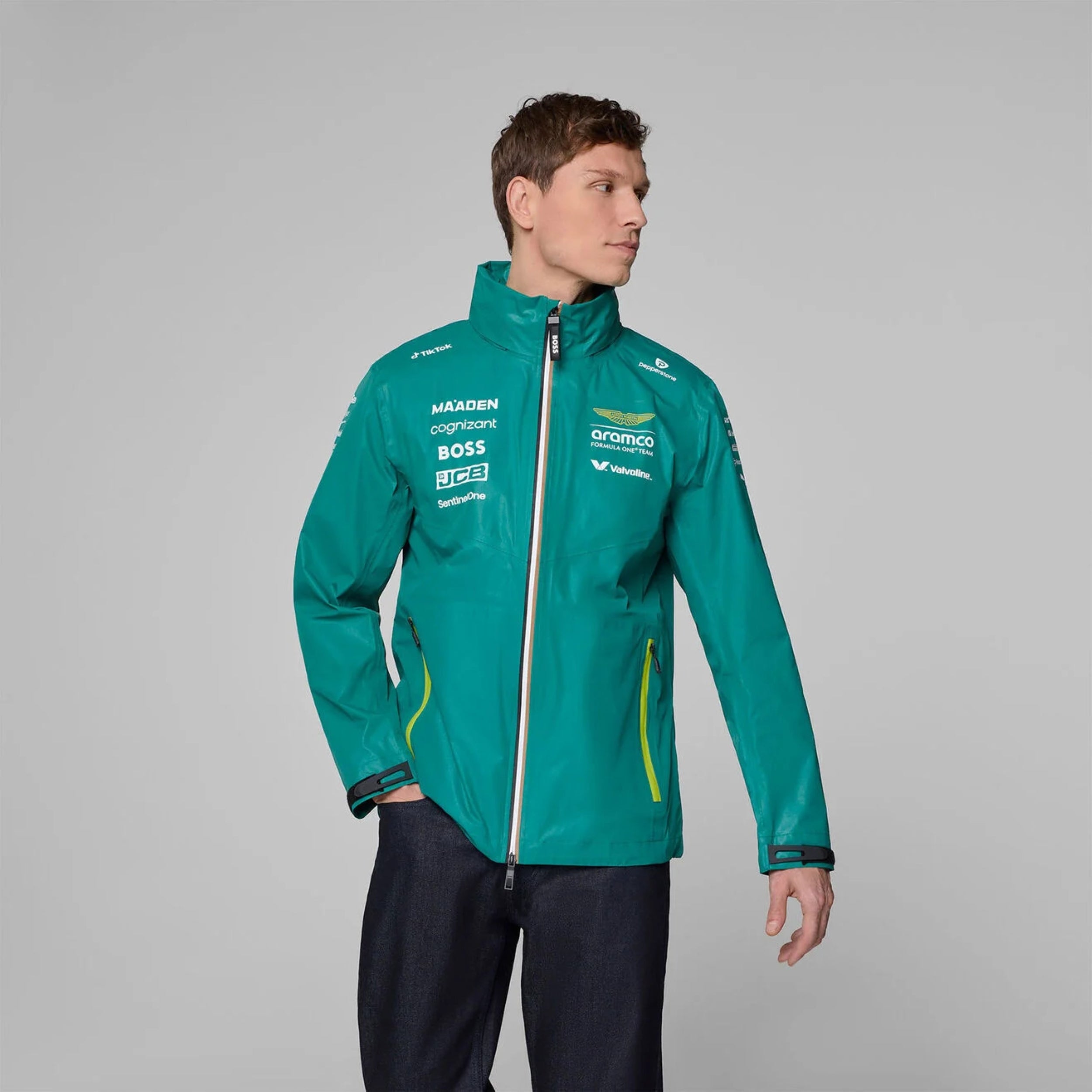 Aston Martin F1 Team 2025 Rain Jacket Mens - Green