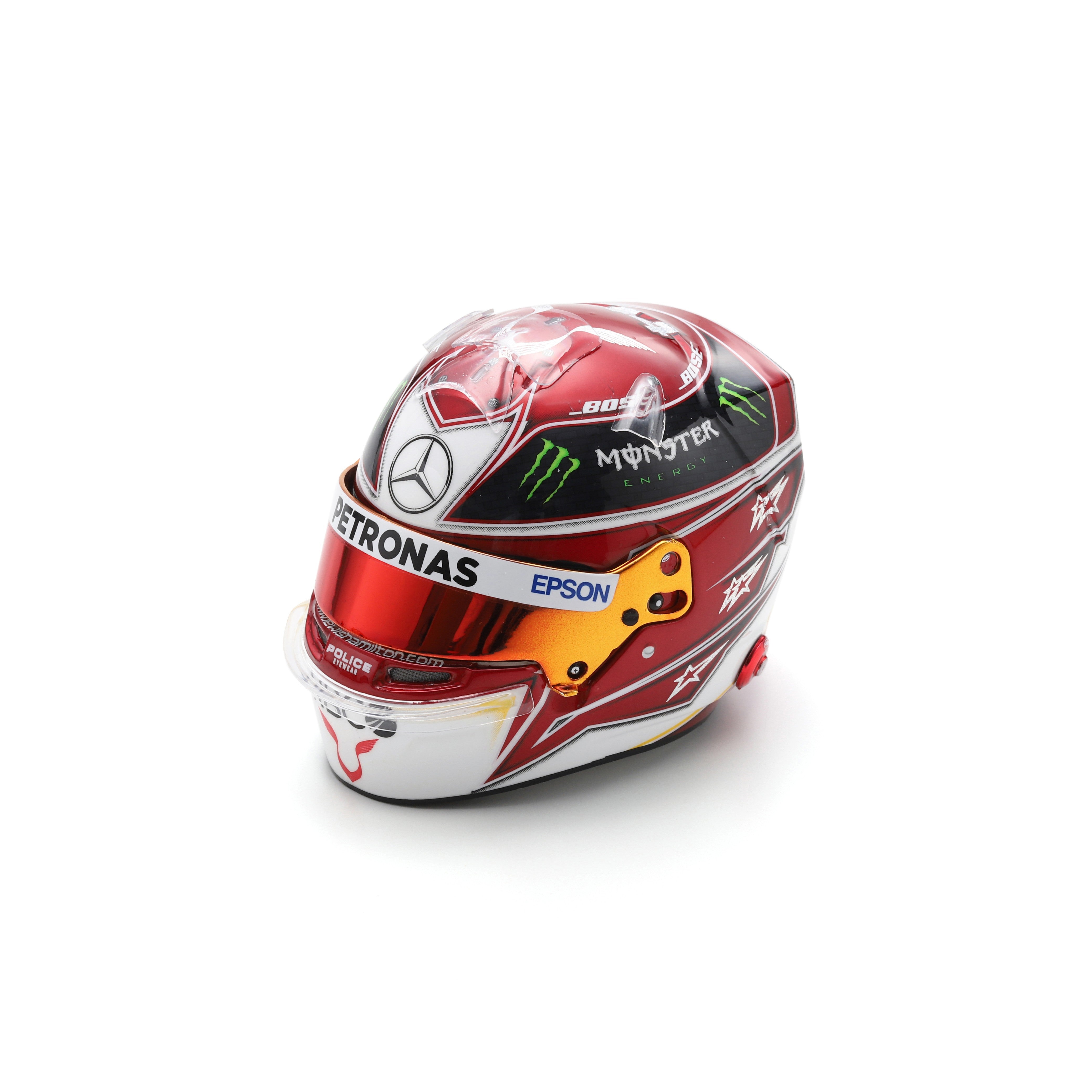 Spark Mercedes AMG Petronas F1 Lewis Hamilton USA GP 2019 World Champion Mini Helmet Unisex - White - 1:5 Scale