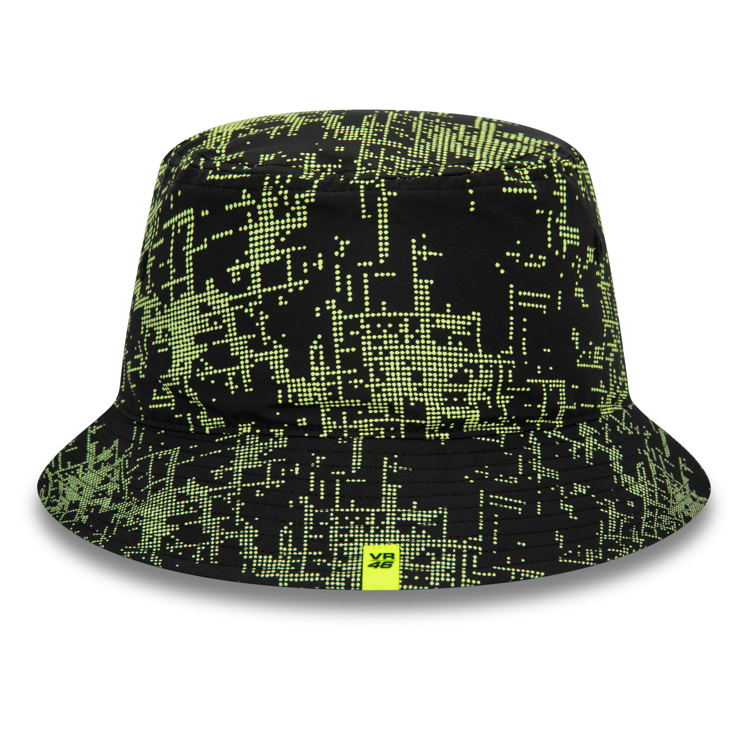 VR46 Featherweight Poly All Over Print Bucket Hat Adults - Black/Neon Yellow