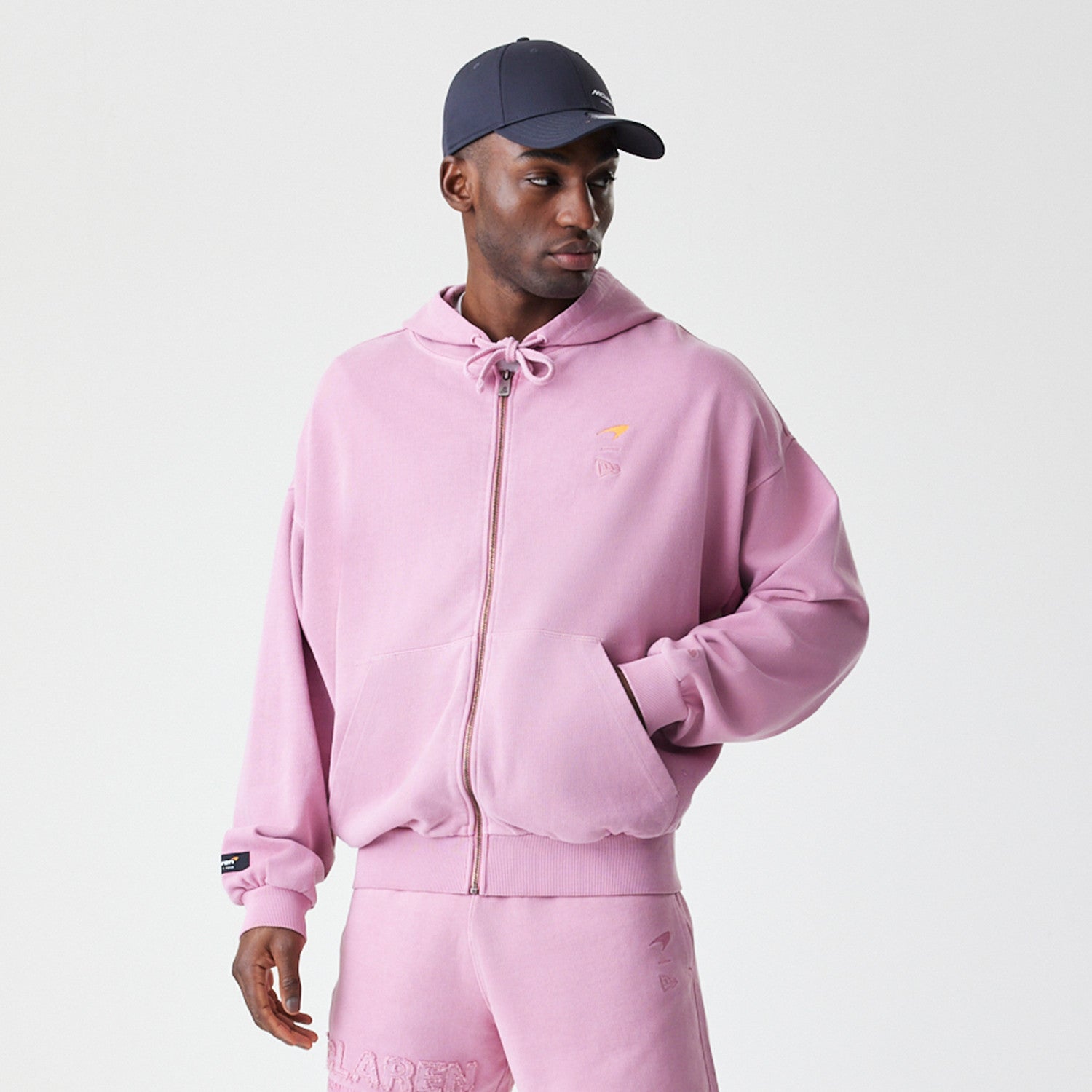 McLaren Racing F1 Washed Full Zip Oversized Hoodie Adults - Dark Pink
