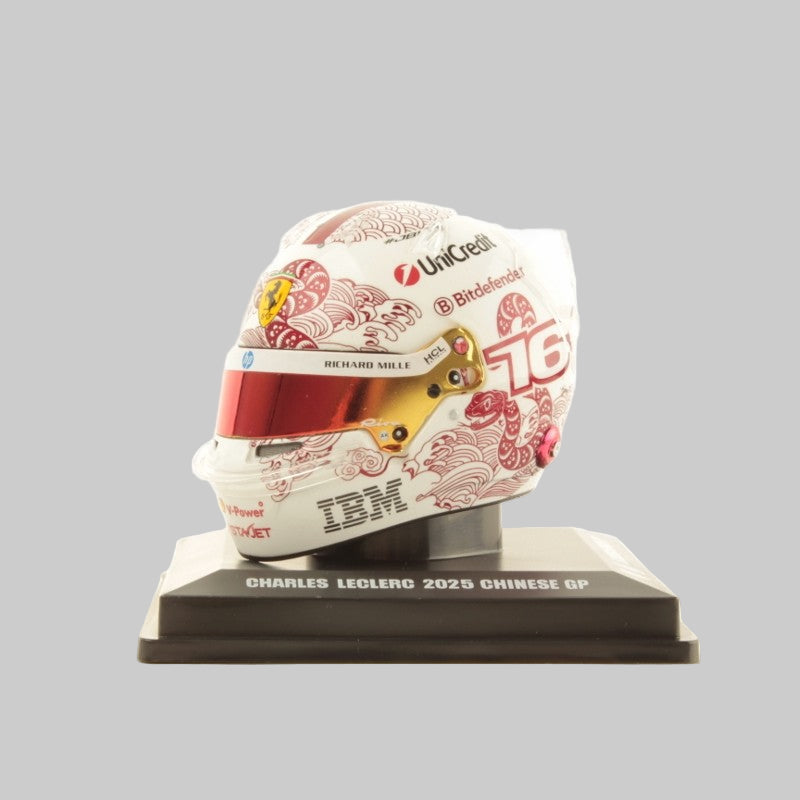 Looksmart Scuderia Ferrari F1 Charles Leclerc 2025 Chinese GP Mini Helmet Unisex - White - 1:5 Scale