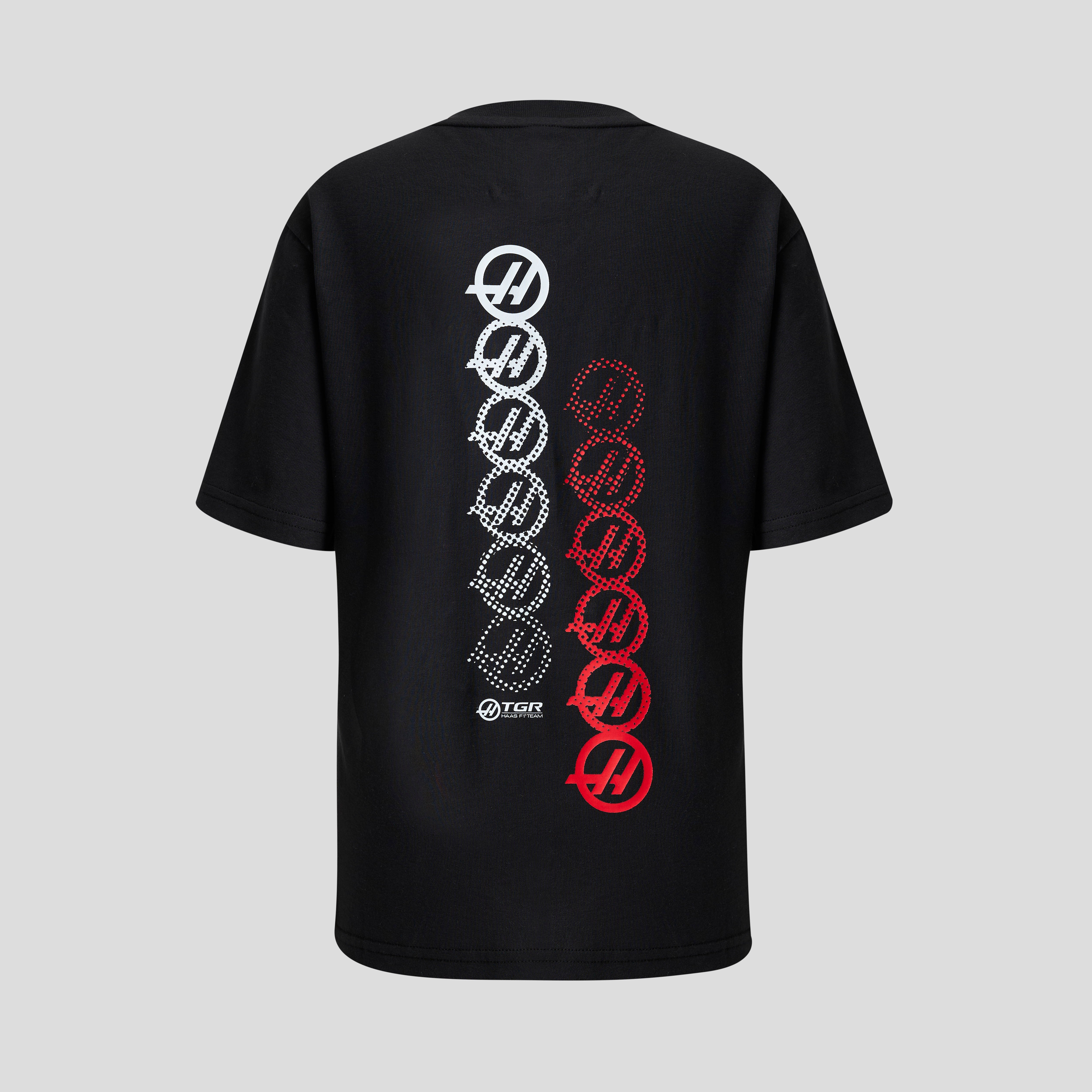 Haas F1 Monogram Linear Back Graphic T-Shirt Kids - Caviar