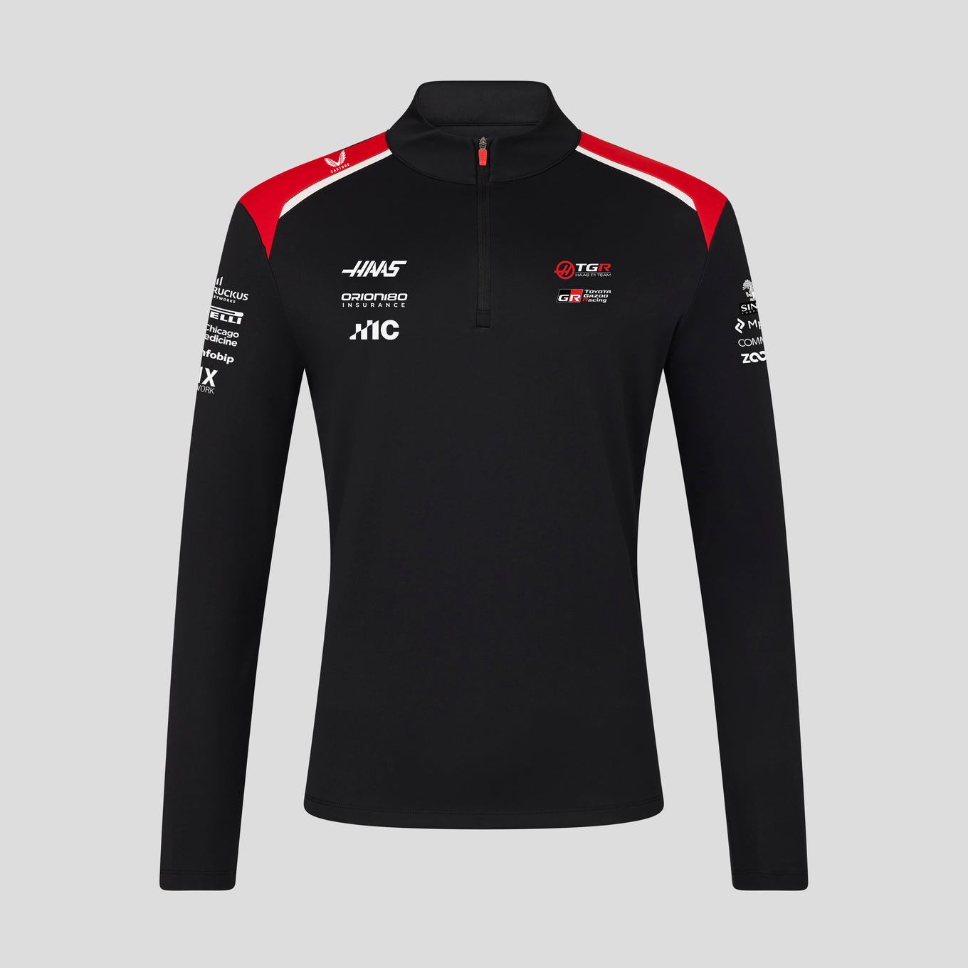 Haas F1 Team 2026 Quarter Zip Midlayer Unisex - Caviar / Flame Scarlet